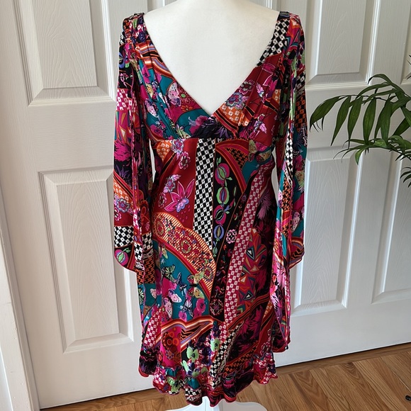 Ginger & Java 100% silk floral stunning colorful dress size large - Picture 6 of 12